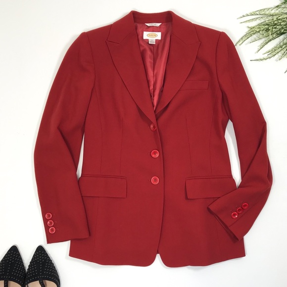 Talbots | Red 3 Button Wool Blazer - Picture 1 of 7